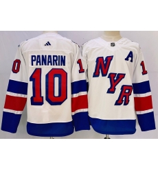 Men New York Rangers 10 Artemi Panarin White 2023 2024 Stadium Series Stitched Jersey