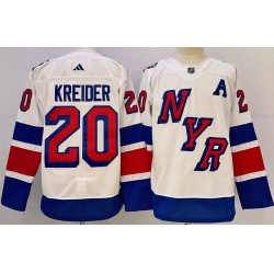 Men New York Rangers 20 Chris Kreider White 2023 2024 Stadium Series Stitched Jersey