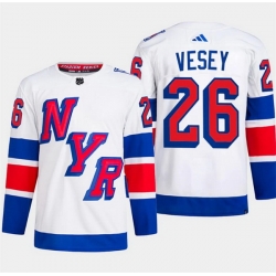 Men New York Rangers 26 Jimmy Vesey White 2024 Stadium Series Stitched Jersey