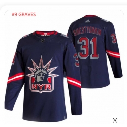 Men New York Rangers #9 Adam Graves Navy 2020 2021 Reverse Edition Stitched Jersey