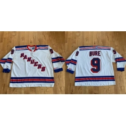 Men New York Rangers 9 Pavel Bure White Stitched Jersey