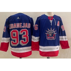 Men New York Rangers 93 Mika Zibanejad Light Blue 2021 Retro Stitched NHL Jersey