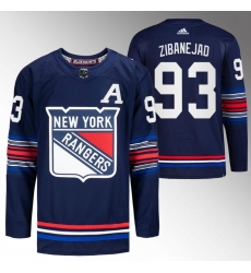 Men New York Rangers 93 Mika Zibanejad Navy Stitched Jersey