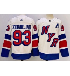Men New York Rangers 93 Mika Zibanejad White 2023 2024 Stadium Series Stitched Jersey