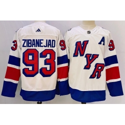 Men New York Rangers 93 Mika Zibanejad White 2023 2024 Stadium Series Stitched Jersey