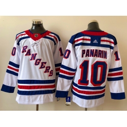 Men New York Rangers Artemi Panarin 10 White Adidas 2020 21 Reverse Retro Alternate NHL Jersey