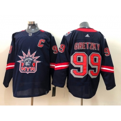 Men New York Rangers Wayne Gretzky 99 Navy 2020 21 Reverse Retro Adidas Jersey
