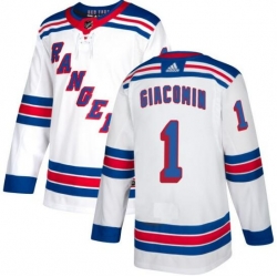 Mens Adidas New York Rangers 1 Eddie Giacomin Premier White Home NHL Jersey