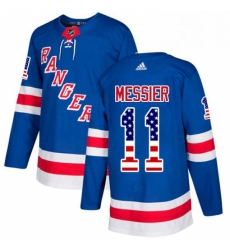 Mens Adidas New York Rangers 11 Mark Messier Authentic Royal Blue USA Flag Fashion NHL Jersey 