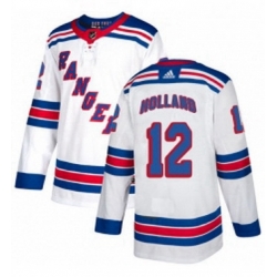 Mens Adidas New York Rangers 12 Peter Holland Authentic White Away NHL Jersey 