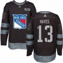 Mens Adidas New York Rangers 13 Kevin Hayes Authentic Black 1917 2017 100th Anniversary NHL Jersey 