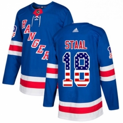 Mens Adidas New York Rangers 18 Marc Staal Authentic Royal Blue USA Flag Fashion NHL Jersey 