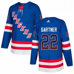 Mens Adidas New York Rangers 22 Mike Gartner Authentic Royal Blue Drift Fashion NHL Jersey 