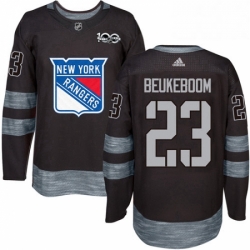 Mens Adidas New York Rangers 23 Jeff Beukeboom Authentic Black 1917 2017 100th Anniversary NHL Jersey 