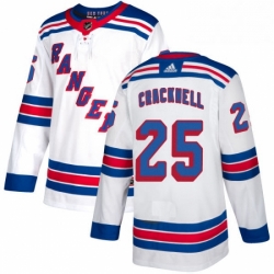 Mens Adidas New York Rangers 25 Adam Cracknell Authentic White Away NHL Jersey 