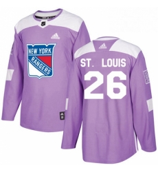 Mens Adidas New York Rangers 26 Martin St Louis Authentic Purple Fights Cancer Practice NHL Jersey 