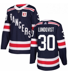 Mens Adidas New York Rangers 30 Henrik Lundqvist Authentic Navy Blue 2018 Winter Classic NHL Jersey 