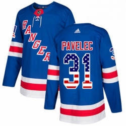 Mens Adidas New York Rangers 31 Ondrej Pavelec Authentic Royal Blue USA Flag Fashion NHL Jersey 