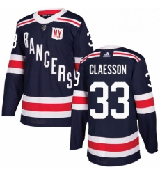 Mens Adidas New York Rangers 33 Fredrik Claesson Authentic Navy Blue 2018 Winter Classic NHL Jersey 