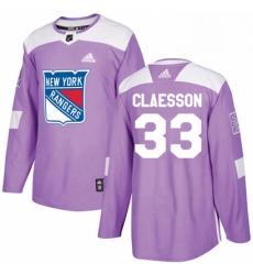 Mens Adidas New York Rangers 33 Fredrik Claesson Authentic Purple Fights Cancer Practice NHL Jersey 