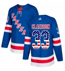 Mens Adidas New York Rangers 33 Fredrik Claesson Authentic Royal Blue USA Flag Fashion NHL Jersey 