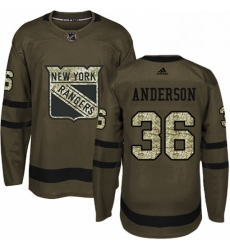 Mens Adidas New York Rangers 36 Glenn Anderson Authentic Green Salute to Service NHL Jersey 