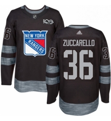 Mens Adidas New York Rangers 36 Mats Zuccarello Authentic Black 1917 2017 100th Anniversary NHL Jersey 