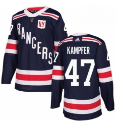 Mens Adidas New York Rangers 47 Steven Kampfer Authentic Navy Blue 2018 Winter Classic NHL Jersey 