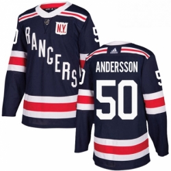 Mens Adidas New York Rangers 50 Lias Andersson Authentic Navy Blue 2018 Winter Classic NHL Jersey 