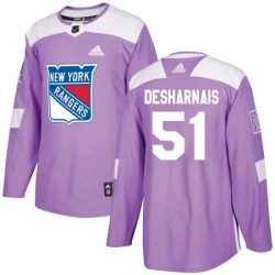 Mens Adidas New York Rangers 51 David Desharnais Authentic Purple Fights Cancer Practice NHL Jersey 