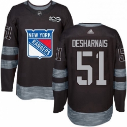 Mens Adidas New York Rangers 51 David Desharnais Premier Black 1917 2017 100th Anniversary NHL Jersey 