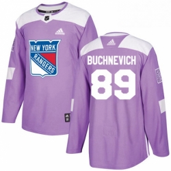 Mens Adidas New York Rangers 89 Pavel Buchnevich Authentic Purple Fights Cancer Practice NHL Jersey 