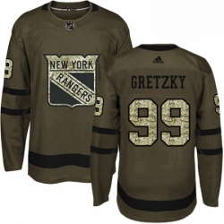 Mens Adidas New York Rangers 99 Wayne Gretzky Authentic Green Salute to Service NHL Jersey 