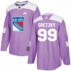 Mens Adidas New York Rangers 99 Wayne Gretzky Authentic Purple Fights Cancer Practice NHL Jersey 