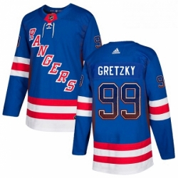 Mens Adidas New York Rangers 99 Wayne Gretzky Authentic Royal Blue Drift Fashion NHL Jersey 