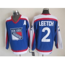 NHL New York Rangers #2 Brian Leetch CCM Throwback blue jerseys
