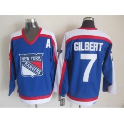NHL New York Rangers #7 Rod Gilbert Blue CCM Throwback Jerseys