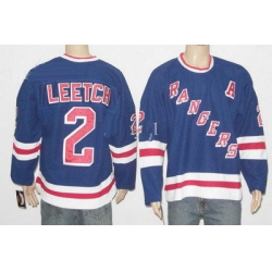 New York Rangers 2 Brian Leetch A patch blue color Ice Hockey jerseys