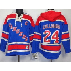 New York Rangers 24 Ryan Callahan Blue Lace-Up Jersey Hoodies