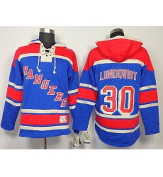 New York Rangers 30 Henrik Lundqvist Blue Blue Lace-Up NHL Jersey Hoodies