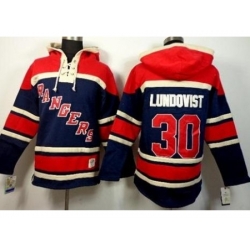 New York Rangers 30 Henrik Lundqvist Navy Blue Stitched NHL Sawyer Hooded Sweatshirt