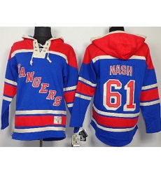 New York Rangers #61 Rick Nash Blue Lace-Up Jersey Hoodies