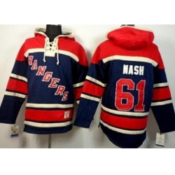 New York Rangers 61 Rick Nash Navy Blue Stitched NHL Sawyer Hooded Sweatshirt