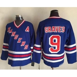 Rangers #9 Adam Graves Blue CCM Heroes of Hockey Alumni Stitched NHL Jersey