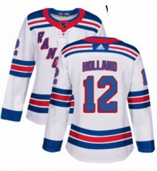 Womens Adidas New York Rangers 12 Peter Holland Authentic White Away NHL Jersey 