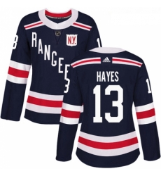 Womens Adidas New York Rangers 13 Kevin Hayes Authentic Navy Blue 2018 Winter Classic NHL Jersey 