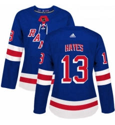 Womens Adidas New York Rangers 13 Kevin Hayes Premier Royal Blue Home NHL Jersey 