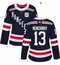 Womens Adidas New York Rangers 13 Sergei Nemchinov Authentic Navy Blue 2018 Winter Classic NHL Jersey 