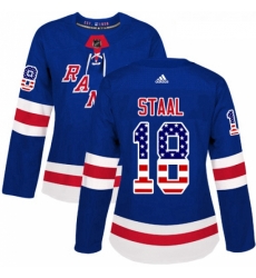 Womens Adidas New York Rangers 18 Marc Staal Authentic Royal Blue USA Flag Fashion NHL Jersey 