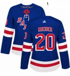 Womens Adidas New York Rangers 20 Chris Kreider Authentic Royal Blue Home NHL Jersey 